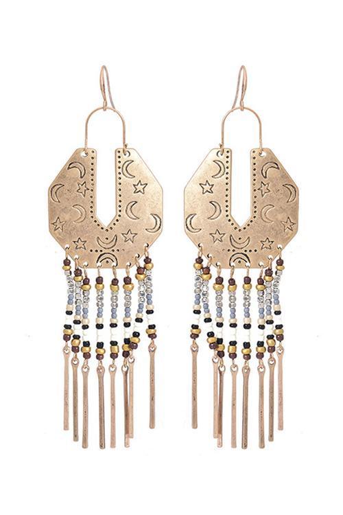 Beads Tassels Metal Earring