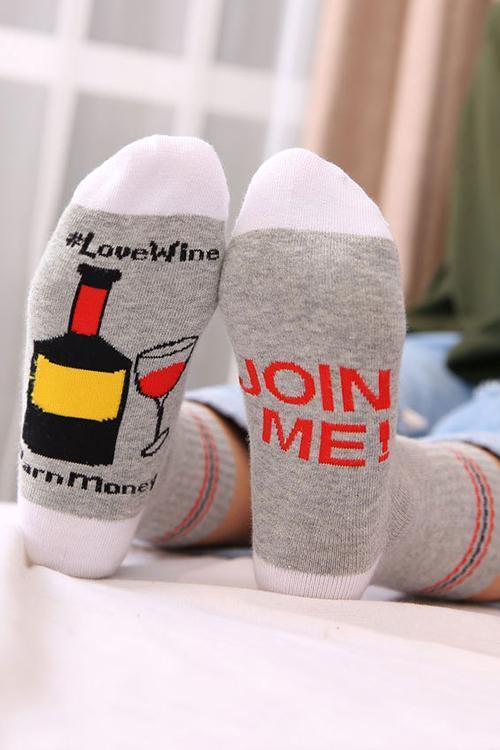 Love Wine Join Me Sock