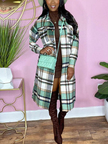 Karierter Hemdmantel mit Knöpfen