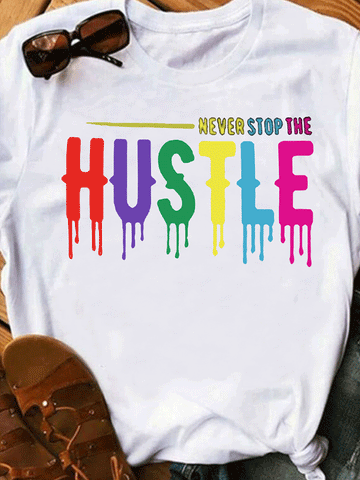 Camiseta informal con letras HUSTLE