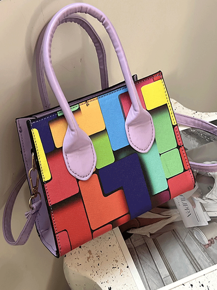 Bolso cuadrado con bloques de color