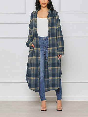 Plaid Long Shirt Coat