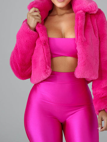 Solid Color Fur Jacket