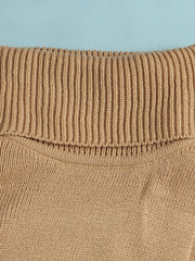Knitted Turtleneck Slit Hem Sweater