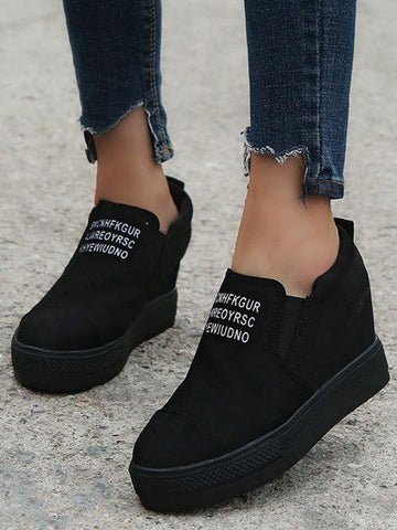 Suede Letter Pattern Casual Sneakers