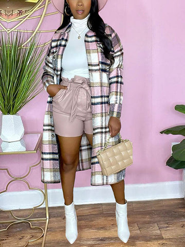 Karierter Hemdmantel mit Knöpfen