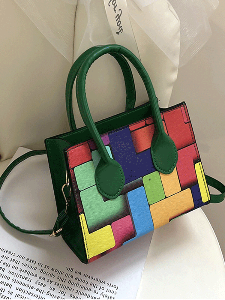 Bolso cuadrado con bloques de color