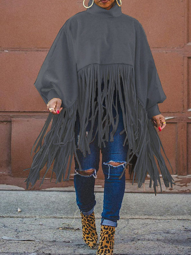 Solid Fringed Suede Top