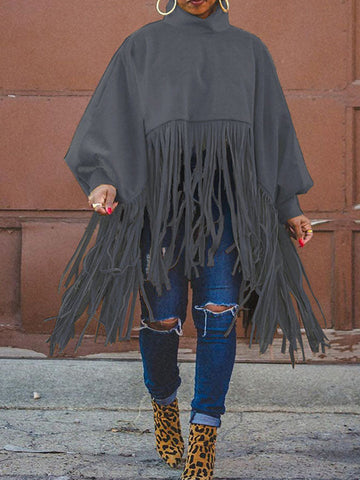 Solid Fringed Suede Top