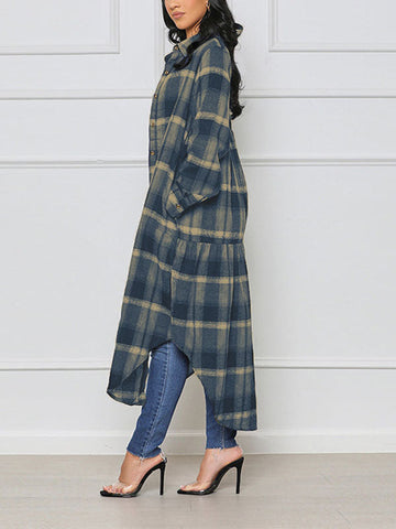 Plaid Long Shirt Coat