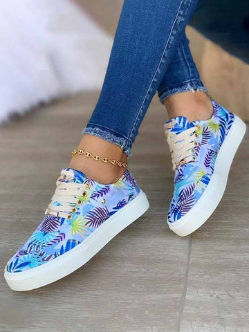 Zapatillas planas informales con plantas