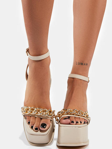 Chain Thick Sole Buckle Sandals