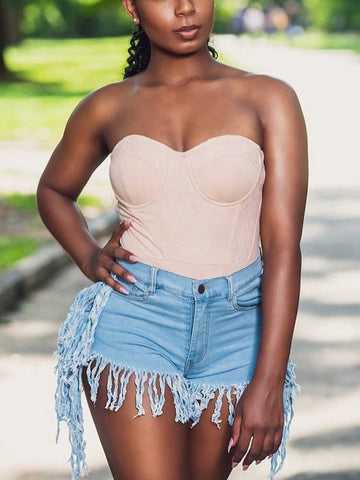 Jeansshorts mit Quasten