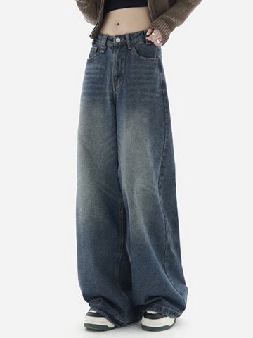 Blau verwaschene Baggy-Boyfriendjeans