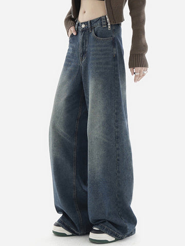 Blau verwaschene Baggy-Boyfriendjeans