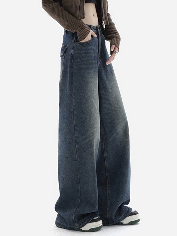 Blau verwaschene Baggy-Boyfriendjeans