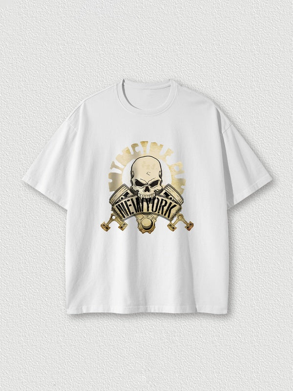 Street Skull Medal Oversized Tees