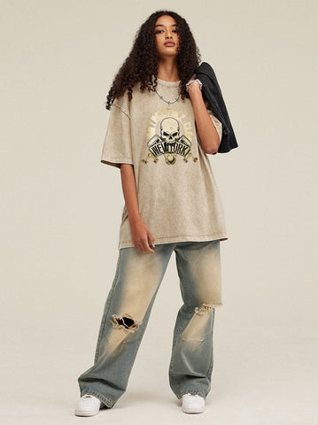 Street Skull Medal Oversized Tees