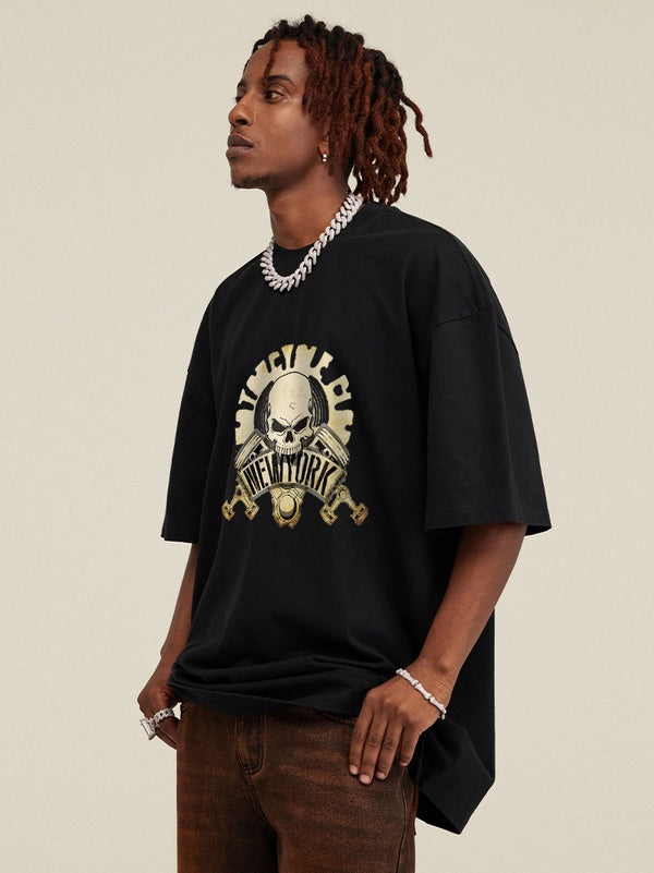 Street Skull Medal Oversized Tees