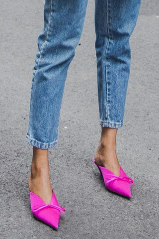 Pointed Toe Low Heel Mules Flip Flop