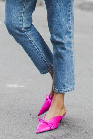 Pointed Toe Low Heel Mules Flip Flop