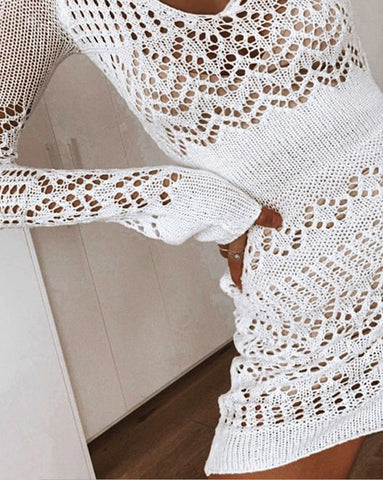 Crochet Hollow Sweater Dress