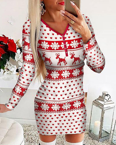 Weihnachts-Minikleid mit Weihnachtsmann-Print