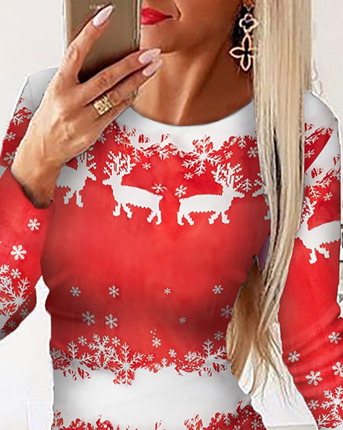 Santa Claus Printed Christmas Mini Dress