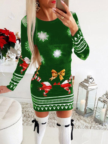 Weihnachts-Minikleid mit Weihnachtsmann-Print