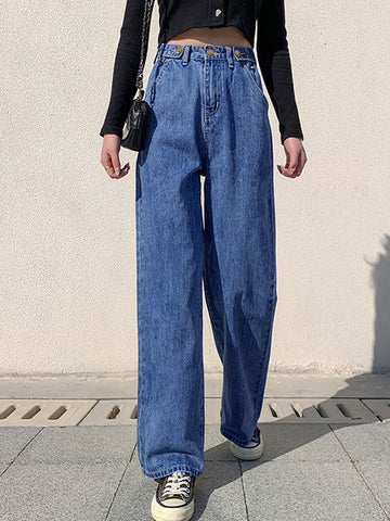 Baggy-Boyfriendjeans mit hoher Taille