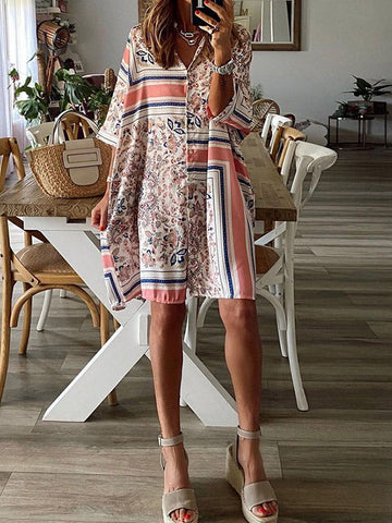 Vestido midi con polo estampado