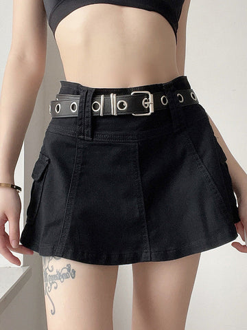 Lining Cargo Mini Skirt