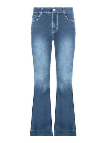 Washed Low Waist Flare Jeans