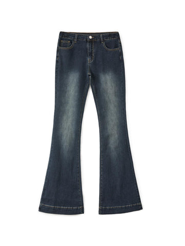 Washed Low Waist Flare Jeans