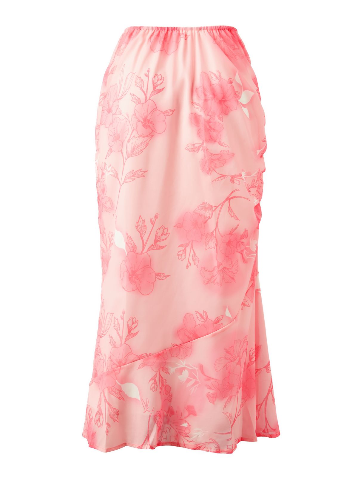 Chiffon Floral Print Midi Skirt