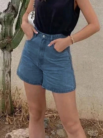 Basic-Shorts aus gewaschenem Denim