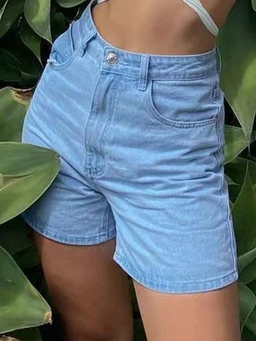 Basic-Shorts aus gewaschenem Denim