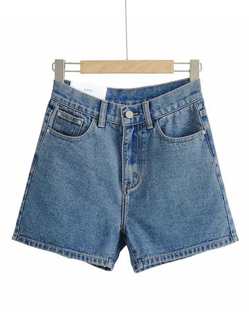 Basic-Shorts aus gewaschenem Denim