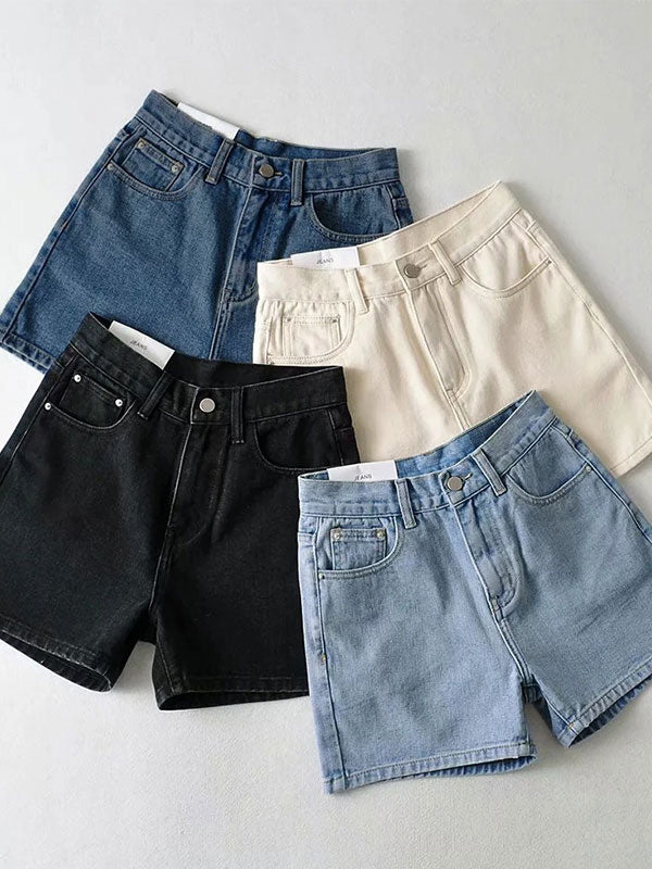 Basic Washed Denim Shorts