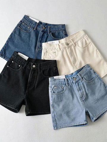 Basic-Shorts aus gewaschenem Denim