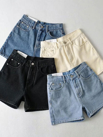 Basic-Shorts aus gewaschenem Denim