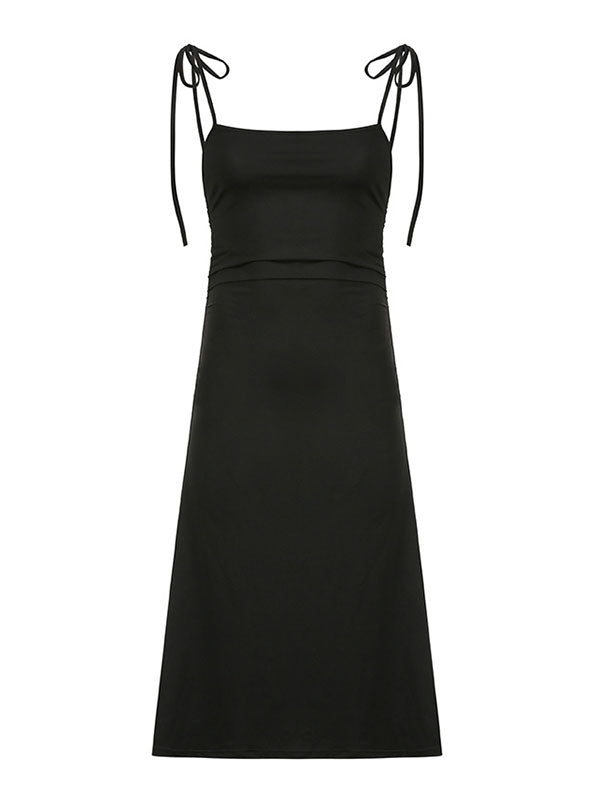 Backless Tie Strap Maxi Dress