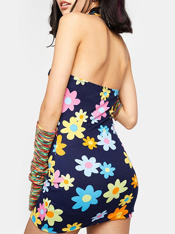 Criss Cross Floral Mini Dress