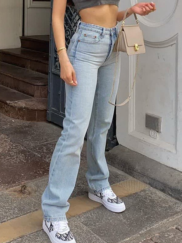 Light Wash Straight Boyfriend Jeans