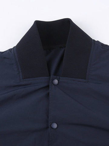 Button Down Nylon Varsity Jacket