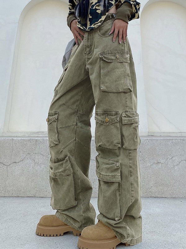 Vintage Baggy Cargo Jeans mit mehreren Taschen