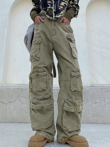 Multi Pockets Vintage Baggy Cargo Jeans