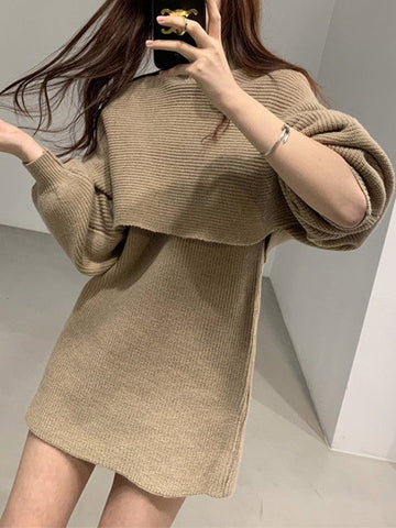 Long Sleeve Crop Top & Sweater Dress Set