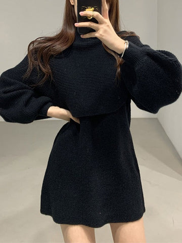 Long Sleeve Crop Top & Sweater Dress Set