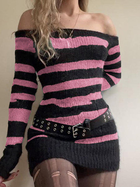 Allison Long Sleeve Striped Knit Mini Dress